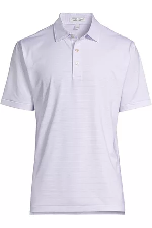 Peter Millar Men Polo T-Shirts - Men's Crown Sport Halford Performance Jersey Polo Shirt - White - Size Large - White - Size Large