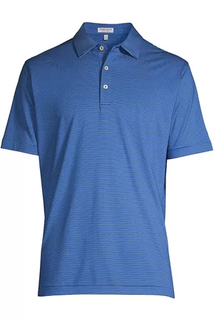 Peter Millar Men Polo T-Shirts - Men's Crown Sport Halford Performance Jersey Polo Shirt - Starboard Blue - Size Medium - Starboard Blue - Size Medium