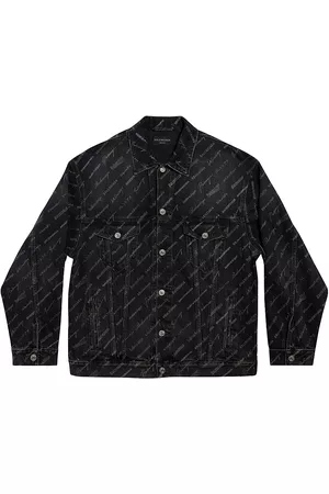 Balenciaga Jackets - Logomania All Over Large Fit Jacket - Black - Size XS - Black - Size XS