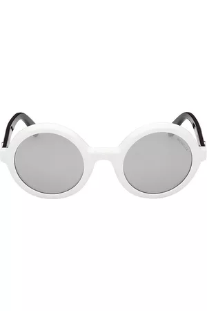 Moncler Women Round Sunglasses - Women's -Orbit 50MM Round Sunglasses - White Gunmetal - White Gunmetal
