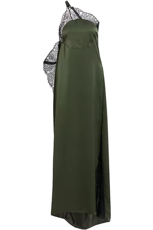 J.W.Anderson Women Asymmetrical Dresses - Women's Asymmetric Lace Slip Dress - Olive - Size 6 - Olive - Size 6