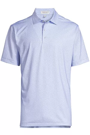 Peter Millar Men Polo T-Shirts - Men's Crown Sport Sterling Performance Jersey Polo Shirt - Cottage Blue - Size Medium - Cottage Blue - Size Medium