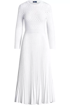 Ralph Lauren Women Knit & Sweater Dresses - Women's Kadne Knit Midi-Dress - White - Size Large - White - Size Large