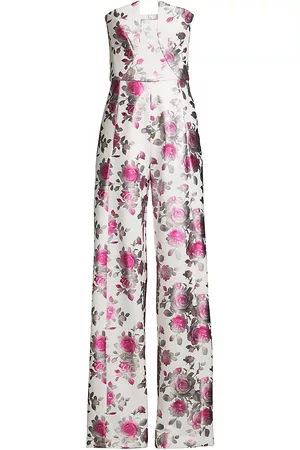 Black Halo Women Jumpsuits - Women's Lena Strapless Floral Jumpsuit - Radiant Rose - Size 4 - Radiant Rose - Size 4