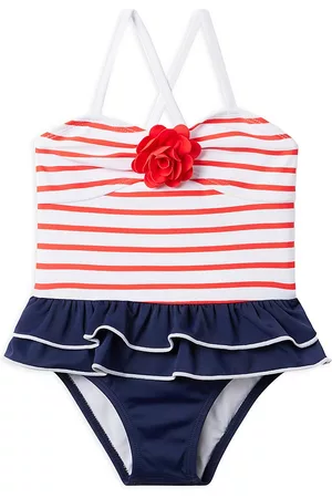 Janie and Jack Girls Swimsuits - Little Girl's & Girl's Striped Americana Swimsuit - Size 3 - Size 3
