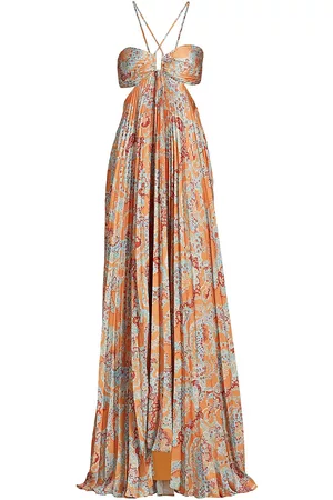 A.L.C. Women Halter Dresses - Women's Moira Halterneck Gown - Apricot Multi - Size 6 - Apricot Multi - Size 6