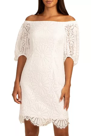 Trina Turk Women Shift Dresses - Women's Sweet Lace Shift Dress - White - Size 14 - White - Size 14