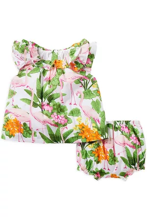 Janie and Jack Sets - Baby Girl's Tropical Flamingo Matching Set - Size 3 Months - Size 3 Months