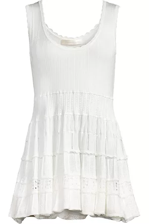 LOVESHACKFANCY Women Casual Dresses - Women's Riviera Nights Sweater Diandra Minidress - White - Size XS - White - Size XS