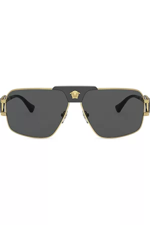 VERSACE Men Sunglasses - Men's 63MM Medusa Steel Sunglasses - Gold - Gold