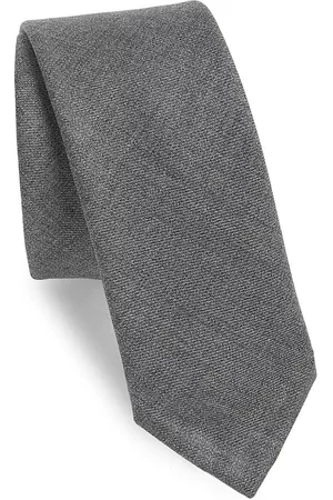 Thom Browne Men Neckties - Men's Classic Textured Wool Tie - Grey - Grey
