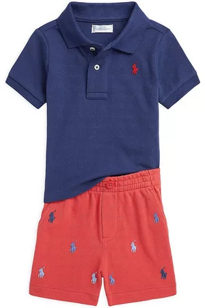 Ralph Lauren Boys Sets - Baby Boy's Pique Polo & Shorts Set - Freshwater - Size 12 Months - Freshwater - Size 12 Months
