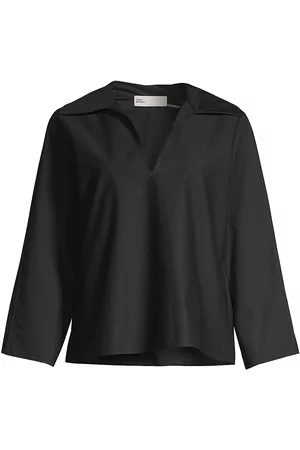 Tory Burch Women Blouses - Women's Cotton Poplin Tunic - Black - Size 2 - Black - Size 2