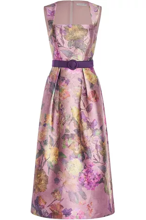 Kay Unger Women Printed & Patterned Dresses - Women's Alora Floral Belted Midi-Dress - Woodrose Multi - Size 2 - Woodrose Multi - Size 2