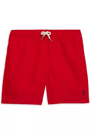 Ralph Lauren Boys Swim Shorts - Little Boy's & Boy's Traveler Logo Swim Shorts - Red - Size 5 - Red - Size 5