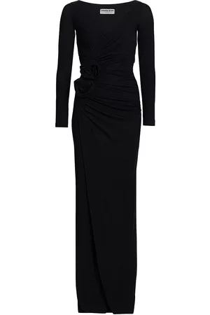 CHIARA BONI Women Casual Dresses - Women's Tarcisia Rosette Draped Jersey Gown - Nero - Size 4 - Nero - Size 4