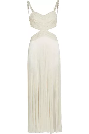 PATBO Women Fringe Dresses - Women's Bead & Fringe Cut-Out Dress - White - Size 0 - White - Size 0