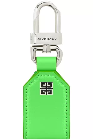 Givenchy Men Keychains - Men's 4G Keyring in Leather - Bright Green - Bright Green