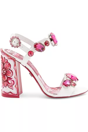 Dolce & Gabbana Women Heeled Sandals - Women's 105MM Jewelled Floral Sandals - Pink - Size 6 - Pink - Size 6
