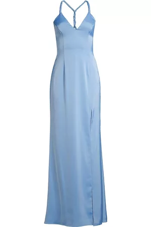 Liv Foster Women Evening Dresses & Gowns - Women's Braided Satin Gown - Airforce - Size 0 - Airforce - Size 0