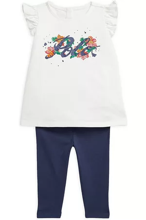 Ralph Lauren Girls Sets - Baby Girl's 2-Piece Ruffle T-Shirt & Leggings Set - Deckwash White - Size 24 Months - Deckwash White - Size 24 Months