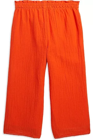 Ralph Lauren Girls Tops - Little Girl's & Girl's Gauze Ruffle-Sleeve Top - Dusk Orange - Size 3 - Dusk Orange - Size 3