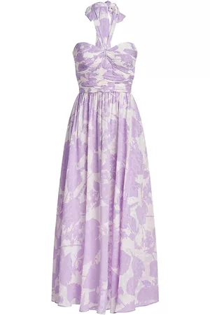 AMUR Women Halter Dresses - Women's Selina Halterneck Midi-Dress - Lilac Vine - Size 00 - Lilac Vine - Size 00