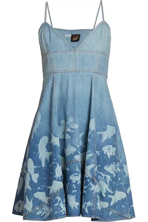 Loewe Women Printed & Patterned Dresses - Women's x Paula's Ibiza Sleeveless Fish-Print Denim Dress - Light Blue White - Size 0 - Light Blue White - Size 0