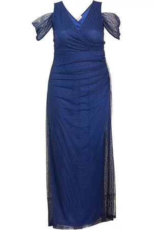 Kiyonna Women Evening Dresses & Gowns - Women's Seraphina Mesh Gown - Nocturnal Navy - Size Large - Nocturnal Navy - Size Large