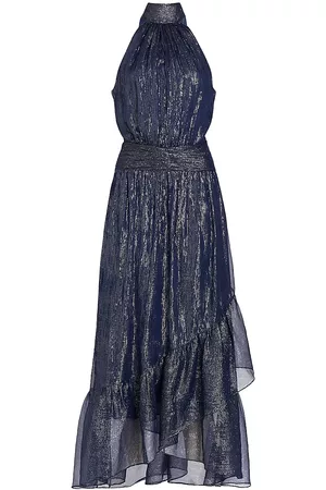 Ramy Brook Women Evening Dresses & Gowns - Women's Bridgid Metallic Gown - Spring Navy Silk - Size 0 - Spring Navy Silk - Size 0