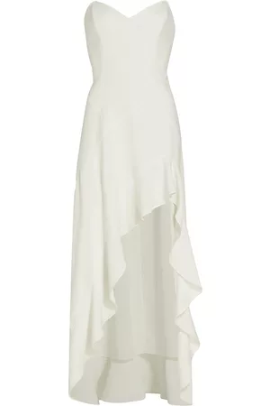 Amanda Uprichard Women Strapless Dresses - Women's Symone Strapless Ruffled Gown - Ivory - Size Medium - Ivory - Size Medium