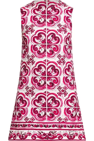 Dolce & Gabbana Women Printed & Patterned Dresses - Women's Maiolica Print A-Line Minidress - Tris Maioliche Fuxia - Size 2 - Tris Maioliche Fuxia - Size 2