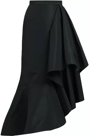 Alexander McQueen Women Maxi Skirts - Women's Asymmetric Ruffle Maxi Skirt - Black - Size 2 - Black - Size 2