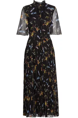 Jason Wu Women Printed & Patterned Dresses - Women's Pleated Floral Midi-Dress - Black Multi - Size 0 - Black Multi - Size 0