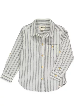 Me & Henry Boys Long Sleeved Shirts - Little Boy's Merchant Striped Long-Sleeve Shirt - Charcoal White Stripe - Size 6 - Charcoal White Stripe - Size 6