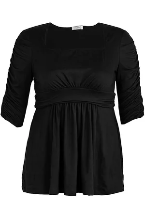 Kiyonna Women Tops - Women's Solstice Top - Black Noir - Size 10 - Black Noir - Size 10