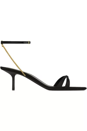 Saint Laurent Women Sandals - Women's Melody Sandals in Crepe Satin - Black - Size 5 - Black - Size 5