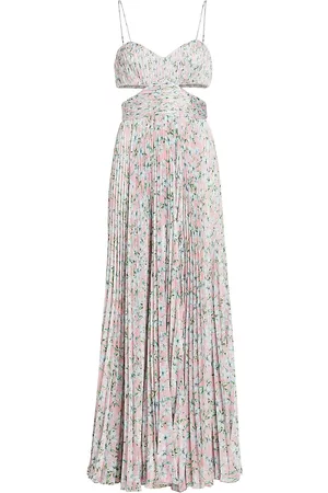 AMUR Women Printed & Patterned Dresses - Women's Elodie Floral Cut-Out Gown - Rosewater Posey - Size 00 - Rosewater Posey - Size 00