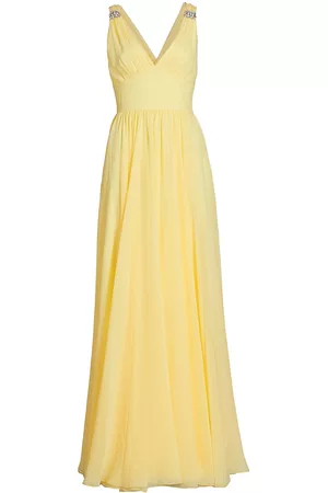 Sachin & Babi Women Evening Dresses & Gowns - Women's Kenzia Crystal-Embellished Gown - Lemon Drop - Size 2 - Lemon Drop - Size 2