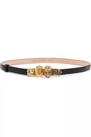 Alexander McQueen Women Belts - Women's The Knuckle Leather Belt - Black - Size Small - Black - Size Small