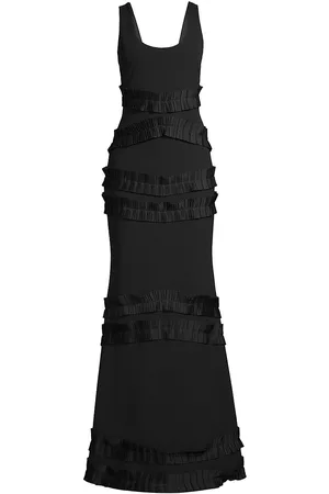 ONE33 SOCIAL Women Evening Dresses & Gowns - Women's Ruffled Chiffon Gown - Black - Size 2 - Black - Size 2