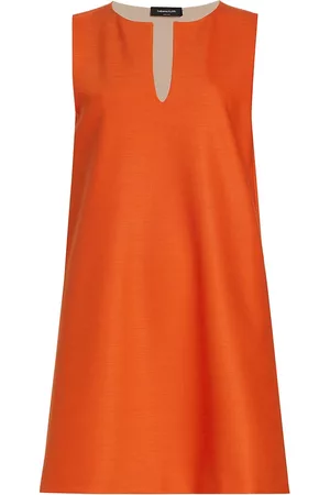 Fabiana Filippi Women Sleeveless Dresses - Women's Sleeveless Stretch Wool Minidress - Arancio - Size 2 - Arancio - Size 2