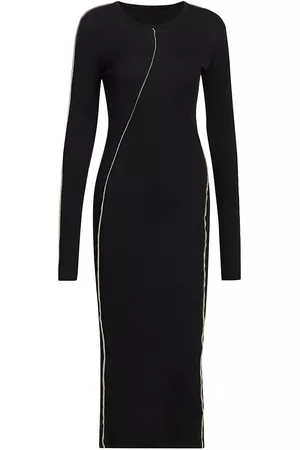Helmut Lang Women Long Sleeve Maxi Dresses - Women's Cotton Long-Sleeve Maxi Dress - Basalt Black - Size XS - Basalt Black - Size XS
