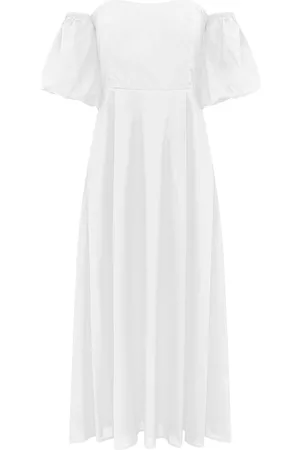 Bird & Knoll Women Strapless Dresses - Women's Ziggy Off-The-Shoulder Midi-Dress - White - Size Large - White - Size Large