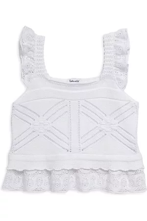 Splendid Girls Crochet Tops - Little Girl's & Girl's Crochet Sweater Tank Top - White - Size 7 - White - Size 7