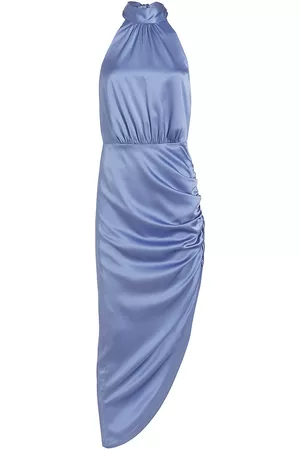 VERONICA BEARD Women Ruched Dresses - Women's Gabriella Ruched Silk Dress - Steel Blue - Size 0 - Steel Blue - Size 0