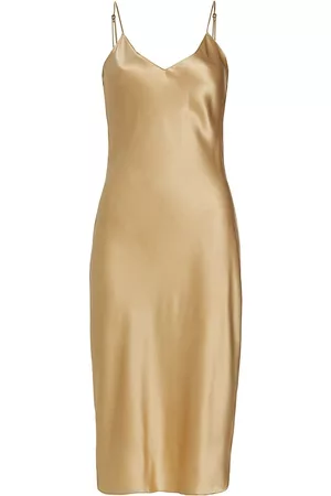 NILI LOTAN Women Midi Dresses - Women's Sleeveless Silk Midi-Dress - Khaki - Size Small - Khaki - Size Small