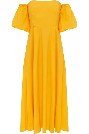 Bird & Knoll Women Strapless Dresses - Women's Ziggy Off-The-Shoulder Midi-Dress - Sunflower - Size XS - Sunflower - Size XS