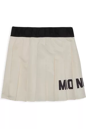 Moncler Girls Skirts - Little Girl's & Girl's Logo Pleated Skirt - White - Size 10 - White - Size 10