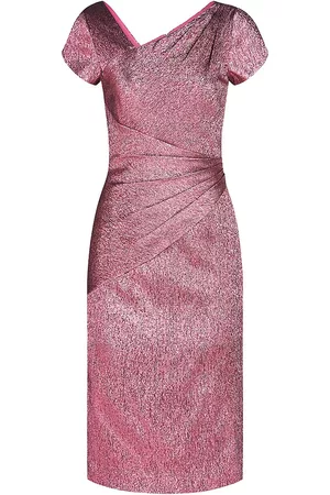THEIA Women Asymmetrical Dresses - Women's Rose Metallic Asymmetrical Dress - Camellia - Size 6 - Camellia - Size 6
